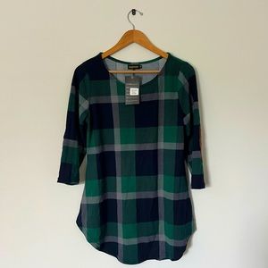 NWT Medium Reborn Green Plaid Shirt